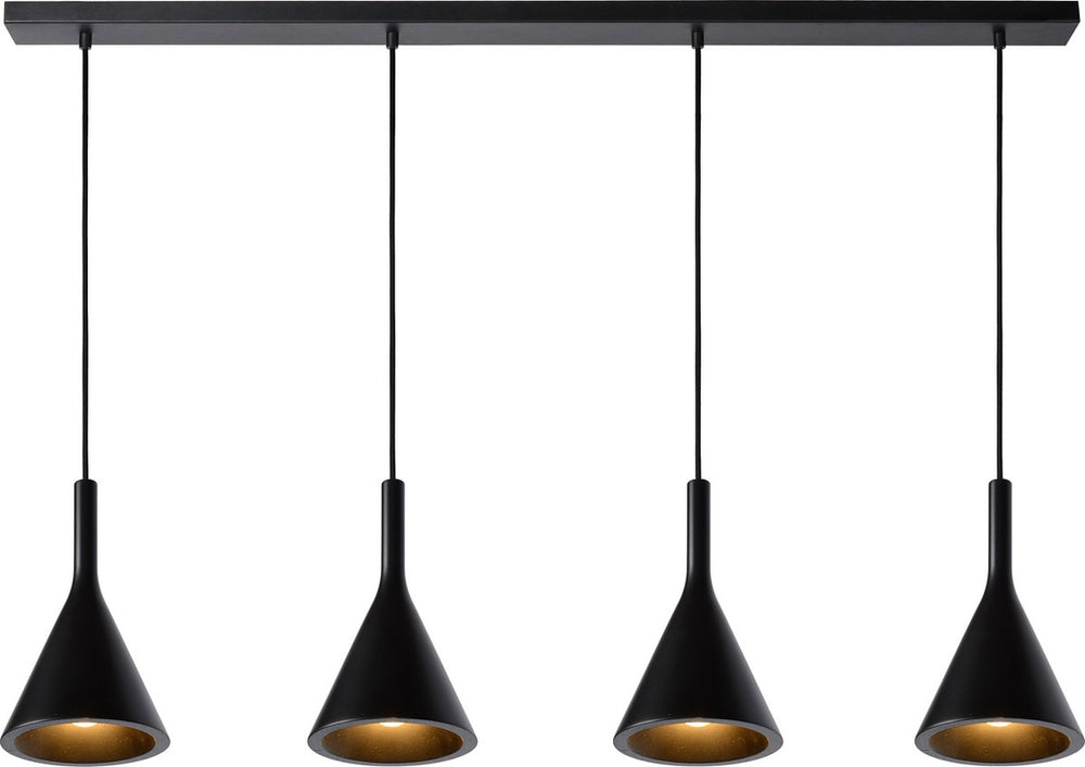 Lucide gipsy - hanglamp - 4xe27 - zwart - japandi