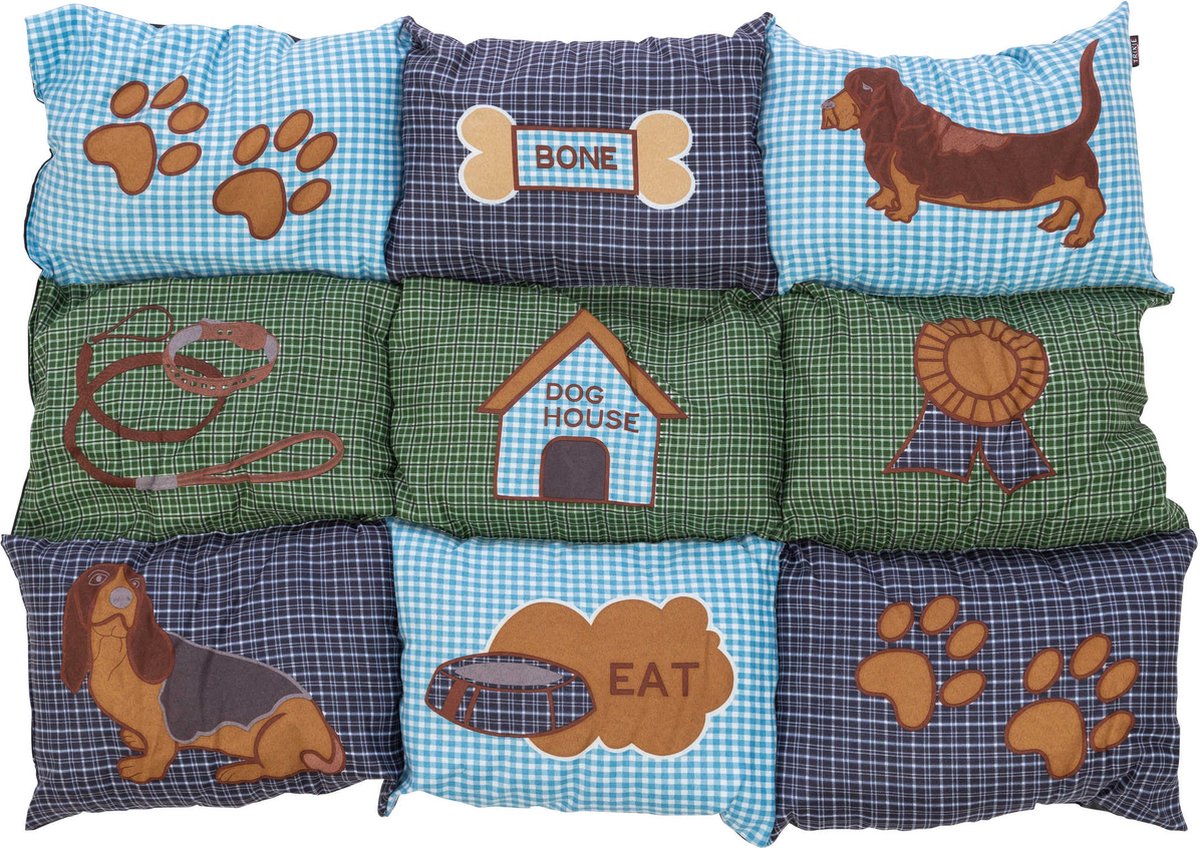 Trixie hondenkussen patchwork blauw groen