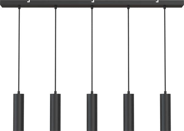 Calex hanglamp - gu10 - 5-lichts - plafondlamp - mat zwart - eetkamer - keuken - eettafel - excl. lichtbron