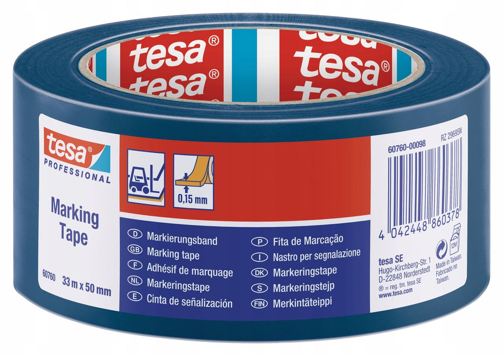 Tesa flex® - waarschuwingsband - blauw - 33m - 50mm