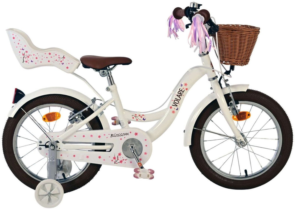 Volare bloesem kinderfiets - meisjes - 16 inch - wit - twee handremmen