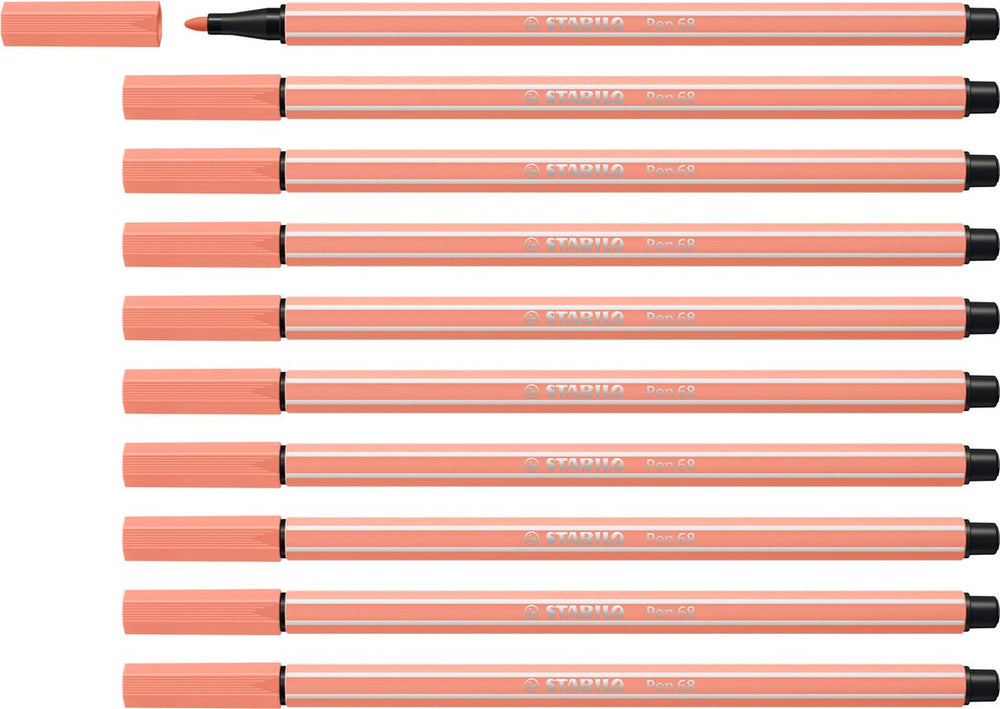 Stabilo pen 68 - premium viltstift - apricot - doos 10 stuks