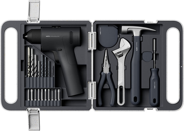 Hoto 16v cordless drill tool kit brushless – accuboormachine gereedschapsset borstelloos – complete gereedschapsset – 50 nm – 2 snelheden – usb-c oplaadbaar – inclusief handgereedschap bits