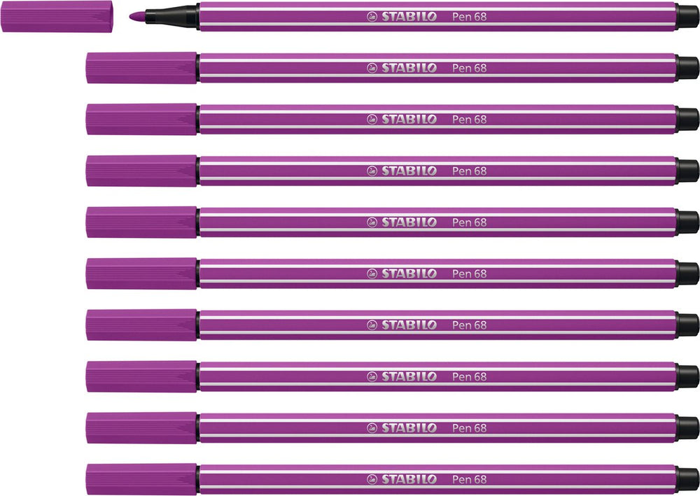 Stabilo pen 68 - premium viltstift - lila - doos 10 stuks