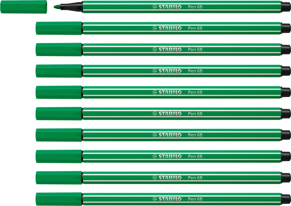 Stabilo pen 68 - premium viltstift - smaragdgroen - doos 10 stuks