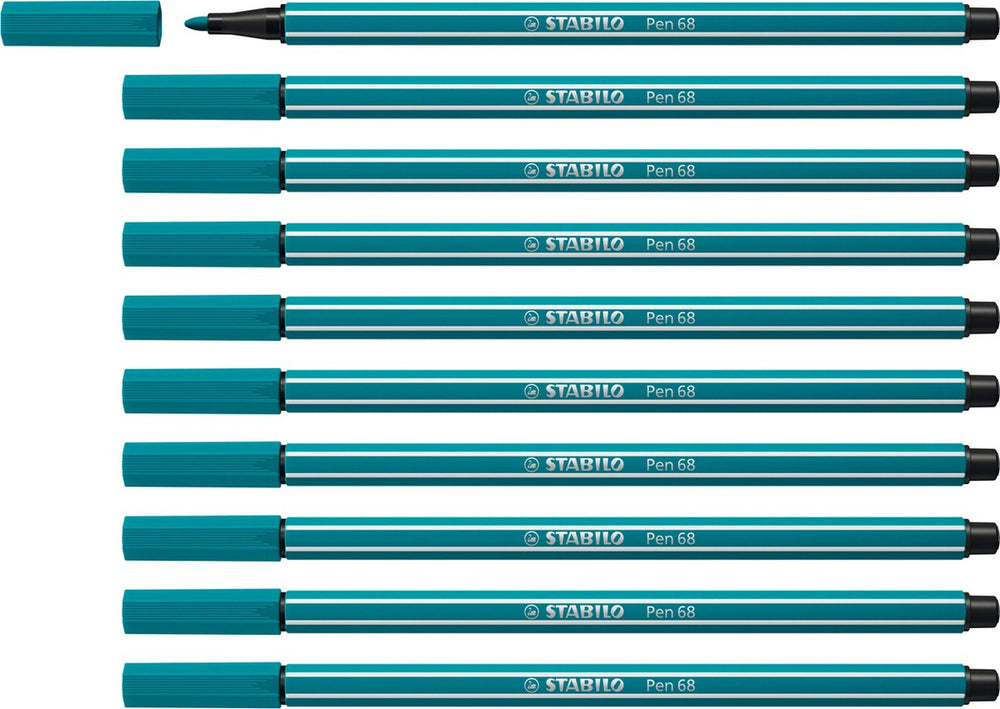 Stabilo pen 68 - premium viltstift - turquoise blauw - doos 10 stuks