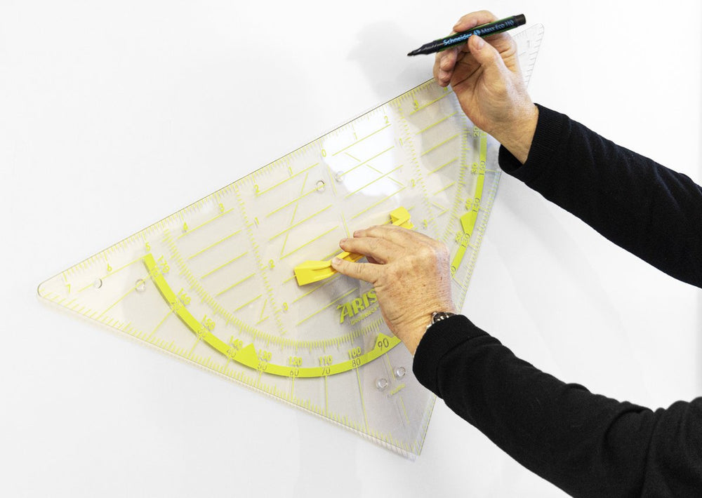 Aristo geodriehoek - lengte 80 cm - onbuigzaam - transparant - voor schoolbord - ar-1552w