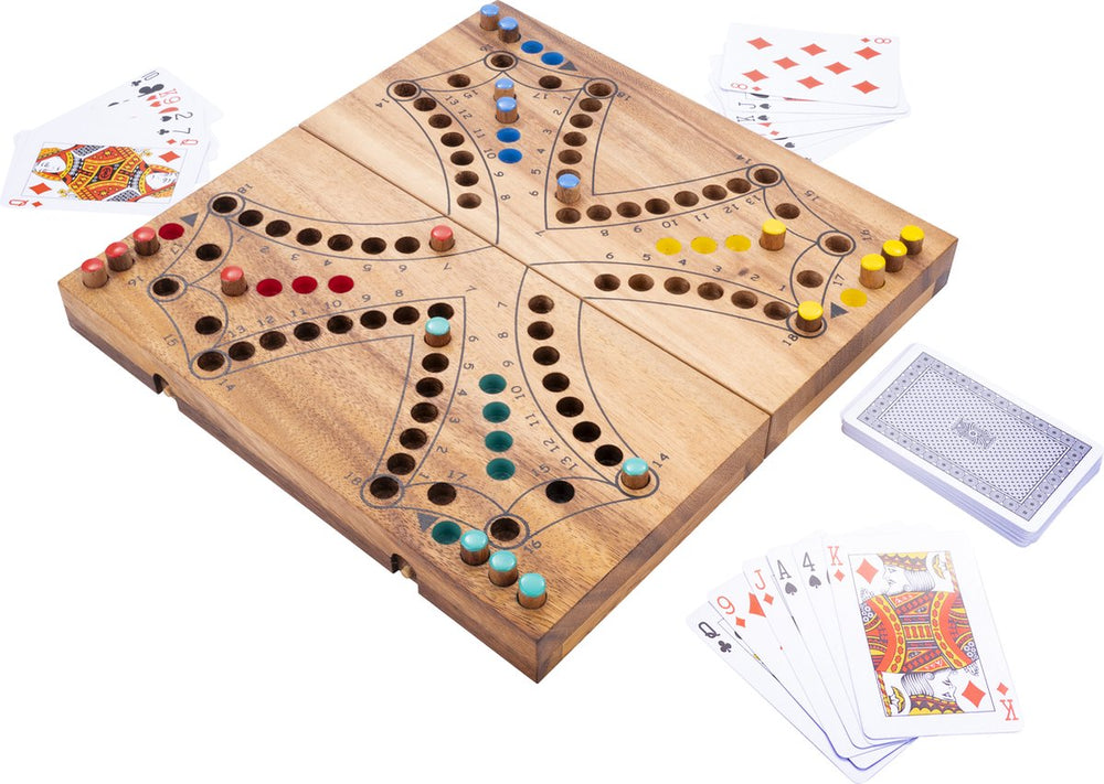 Longfield toc opklapbaar 4 spelers – houten bordspel – reisvriendelijk strategiespel – klassiek gezelschapsspel – 2 tot 4 spelers – engelhart