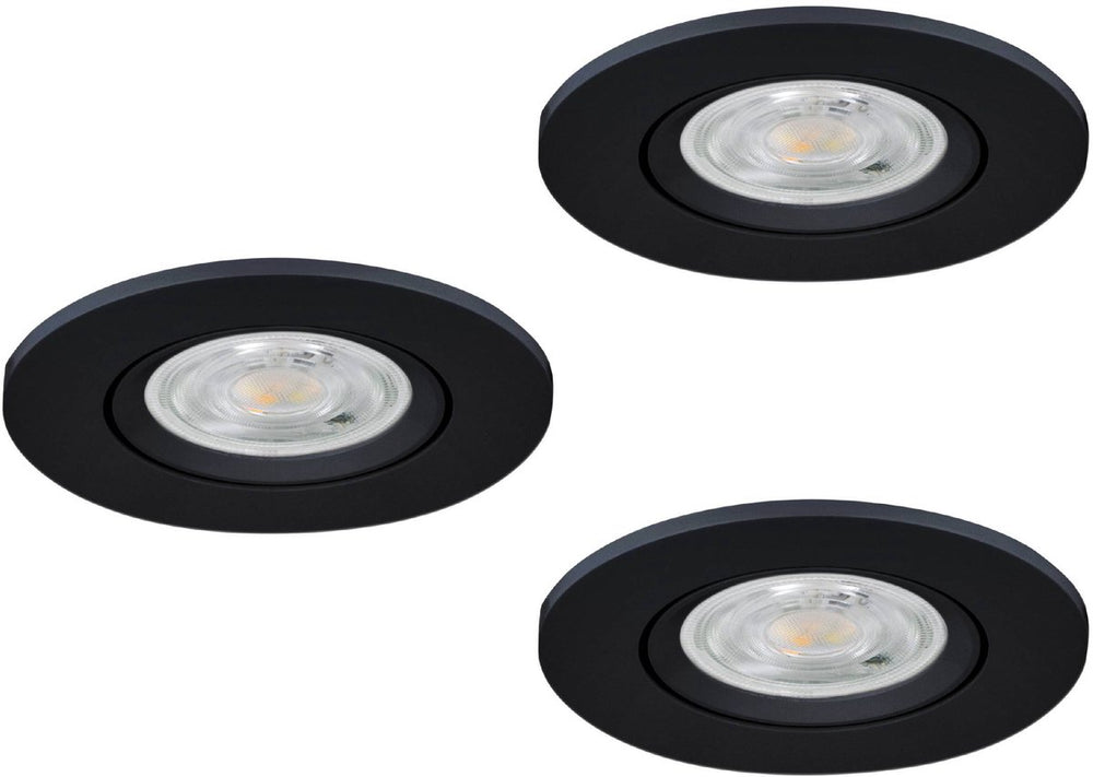 Eglo barranco inbouwspot - badkamer - gu10 - ø 8.4 cm - zwart - set van 3 stuks