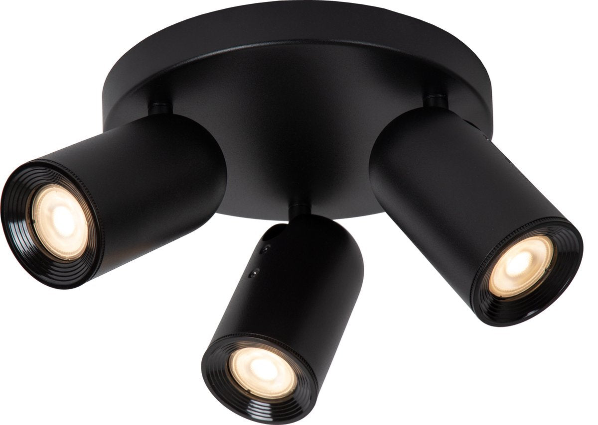Lucide punch - plafondspot (plafondlamp) - ø 21 cm - 3xgu10 - zwart