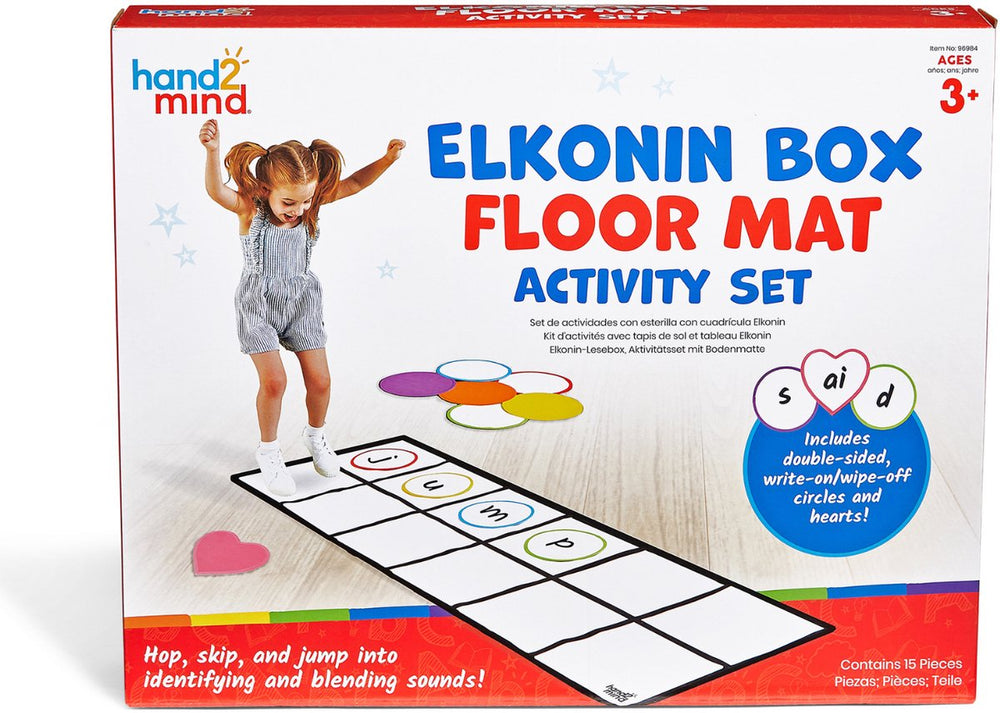 Learning resources elkonin box floor mat activity set - actief lees‑ en klankspel voor kleuters - 3+