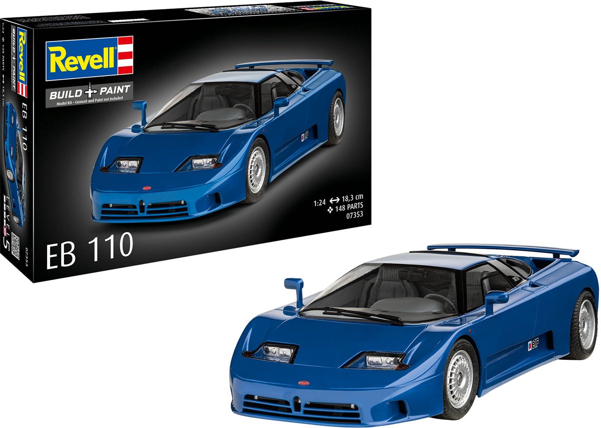 Revell modelbouwpakket auto - 07353 bugatti eb 110 - italiaanse supercar - auto plastic - 1:24 - modelbouw