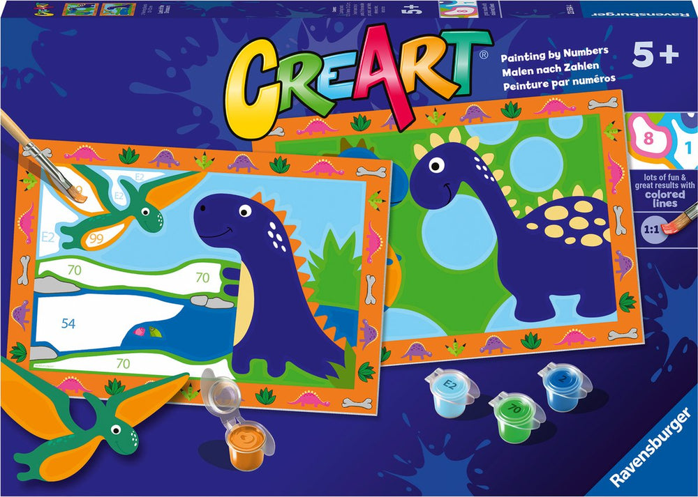 Ravensburger creart land of the dinosaurs - schilderen op nummer voor kinderen