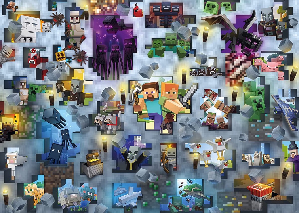 Ravensburger legpuzzel minecraft bochten, 1000st.