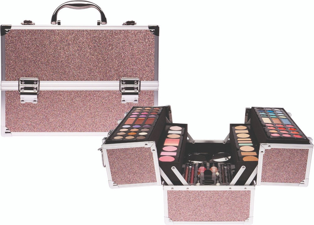Merkloos sans marque casuelle make-up koffer - roze - 83 stuks