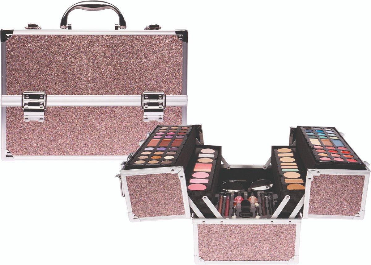 Merkloos sans marque casuelle make-up koffer - roze - 83 stuks