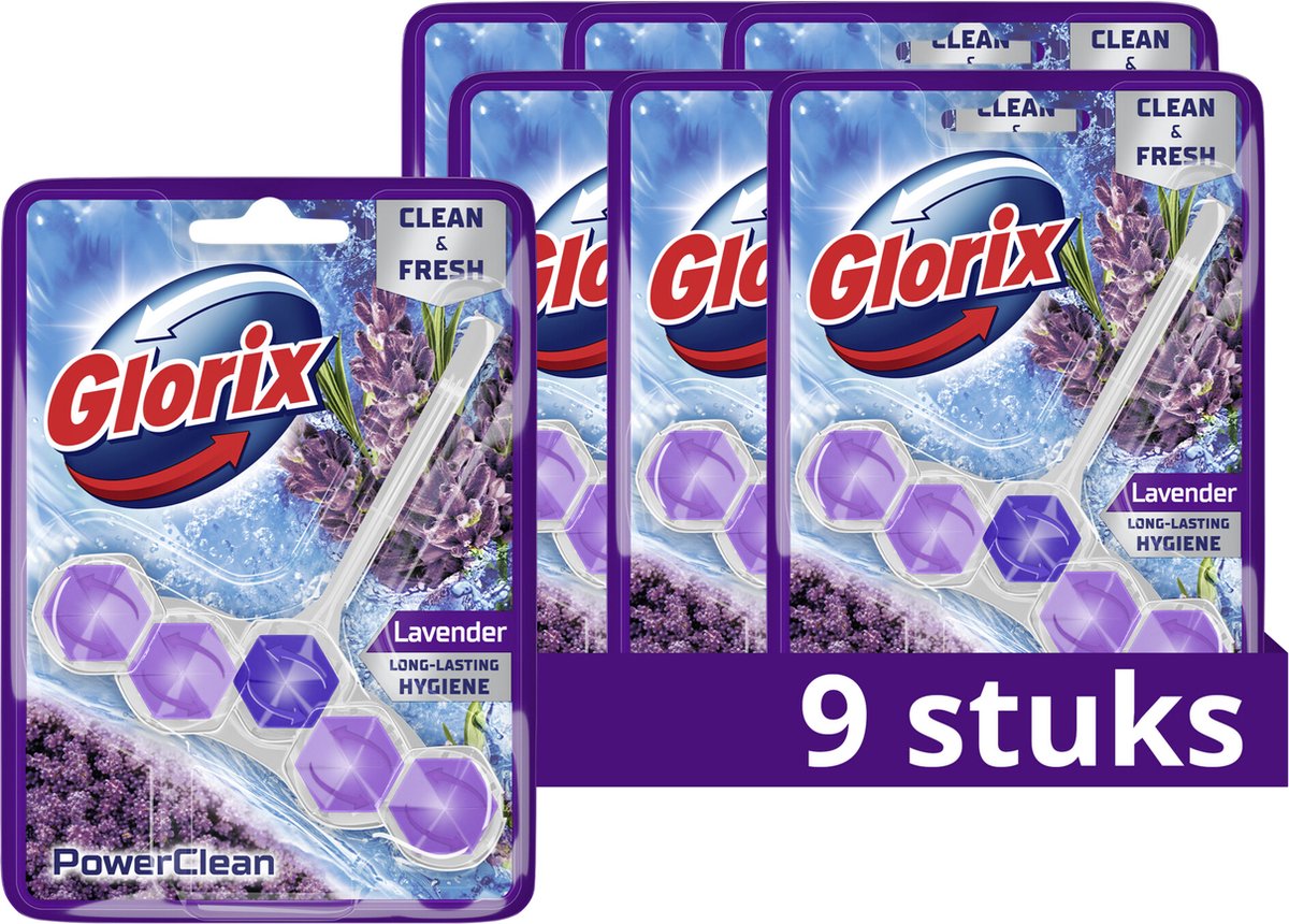 Glorix - wc blokjes - lavendel - 9 stuks - voordeelverpakking