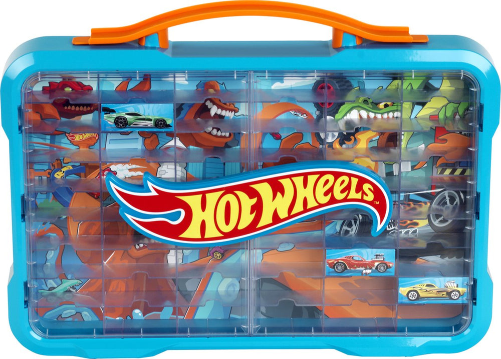 Klein toys hot wheels - verzamelkoffer - vitrine - geschikt voor 54 auto's - blauw oranje