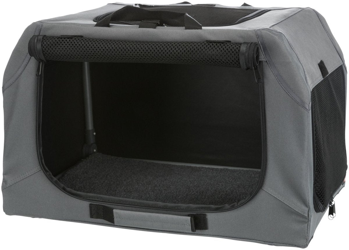 Trixie soft kennel easy travel dog crate grey