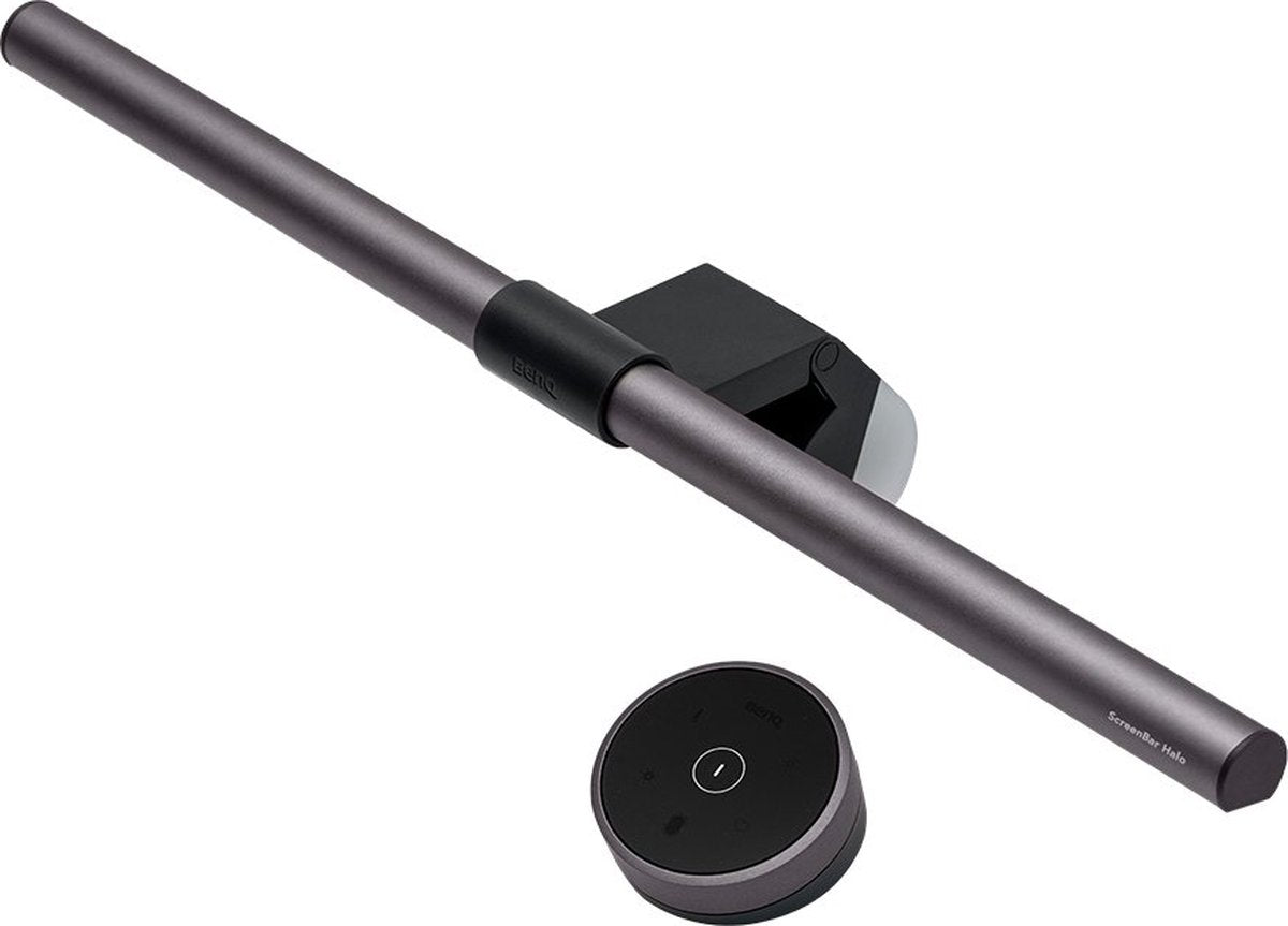 Benq monitor lamp screenbar halo - dimbare led lamp met usb - ook voor curved monitor - klemlamp inc draadloze afstandsbediening - instelbare kleur - 50cm - zwart - als bureaulamp te gebruiken
