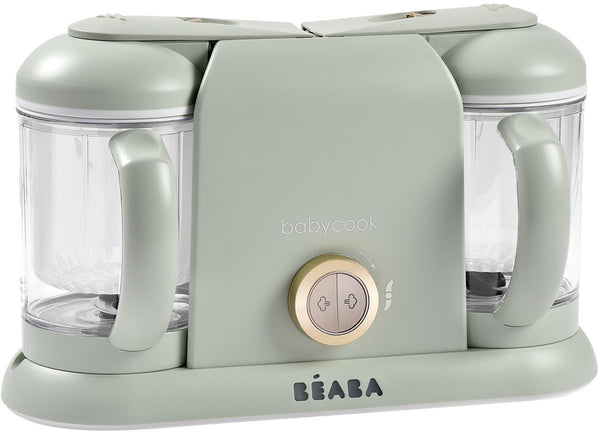 Béaba babycook duo foodprocessor - 4-in-1 babyvoedingbereider met twee kommen van 1100 ml - xxl capaciteit van 2200 ml voor tweelingen en meal prep - klaar in 15 minuten - cycloonmix-mes voor elke textuur - misty green