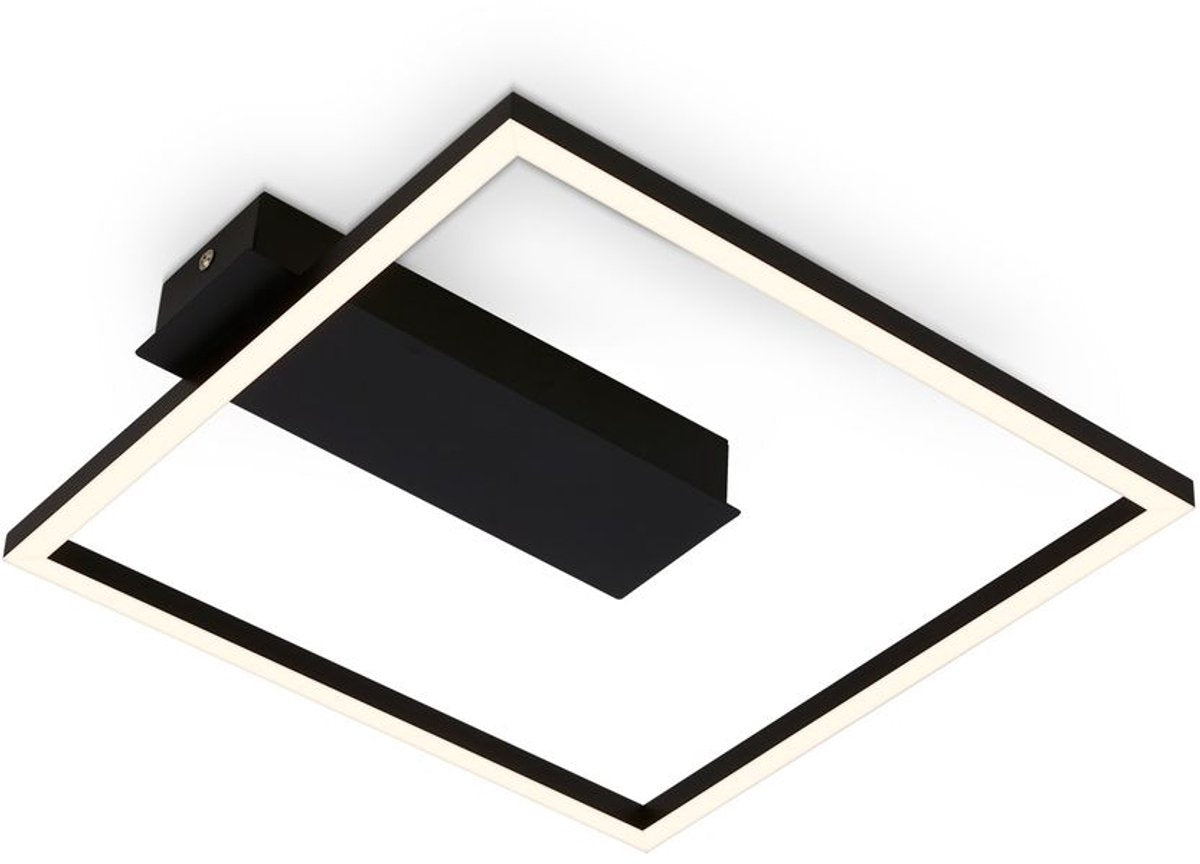 B.k.licht briloner - plafonniere led frame - plafondlamp met warm wit licht - 3000k - 12w - 1400 lm - 32x30x5 cm - zwart