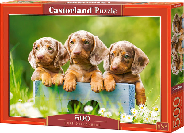 Castorland cute dachshunds – puzzel – 500 stukjes – satijnen afwerking – perfecte pasvorm – europese kwaliteit