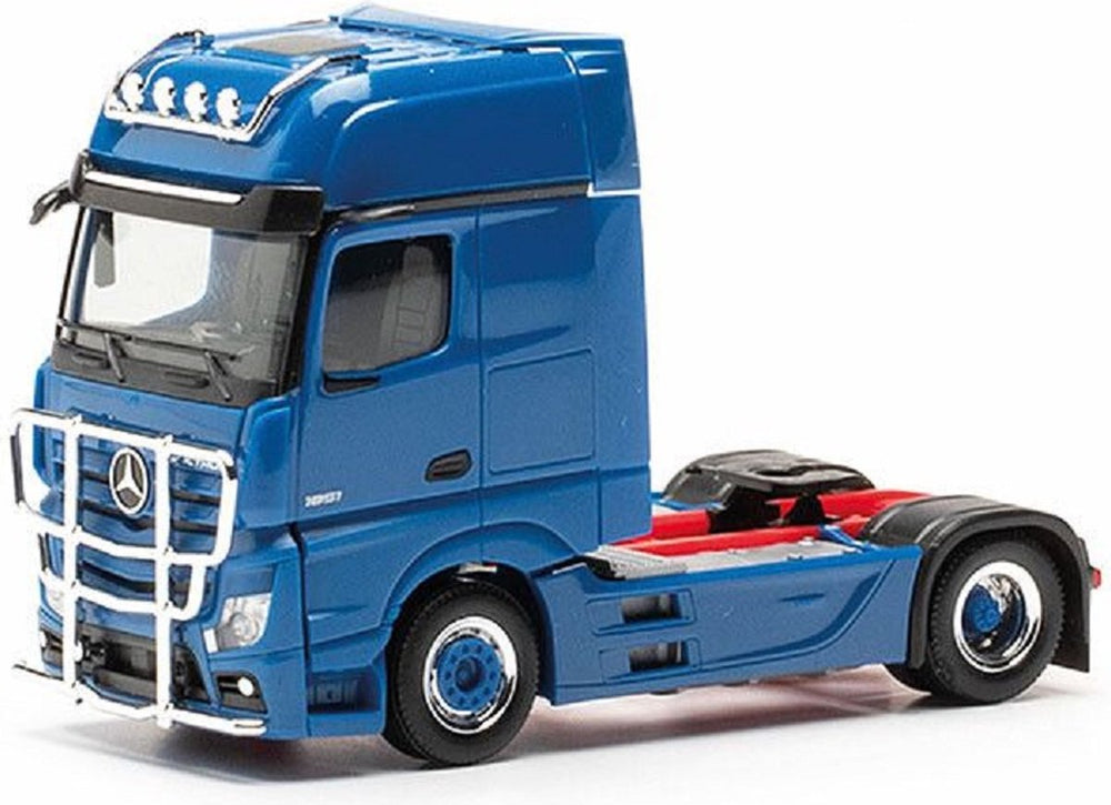 Herpa mercedes benz actros g. + bullbar en lampenbeugel, blauw schaal 1:87