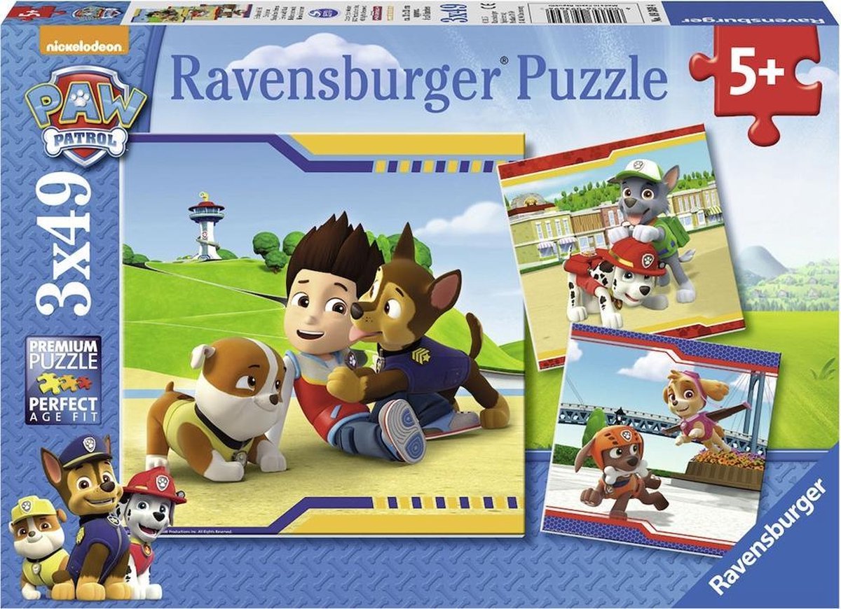 Ravensburger Paw Patrol puzzel - helden met vacht, 3x49st.