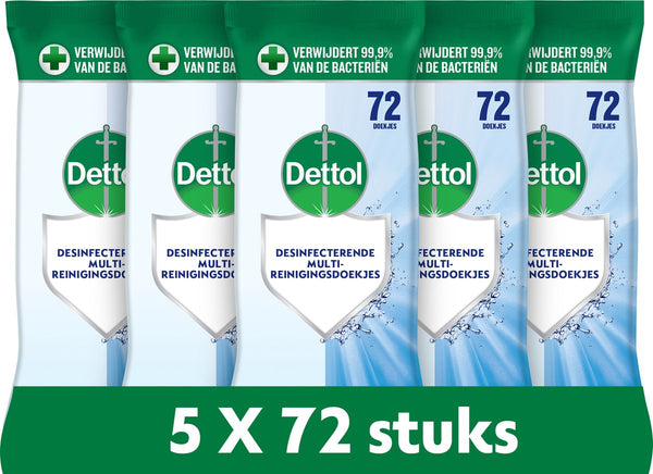 Dettol desinfecterende schoonmaakdoekjes - cleanser - 72 stuks - 5 stuks - voordeelverpakking
