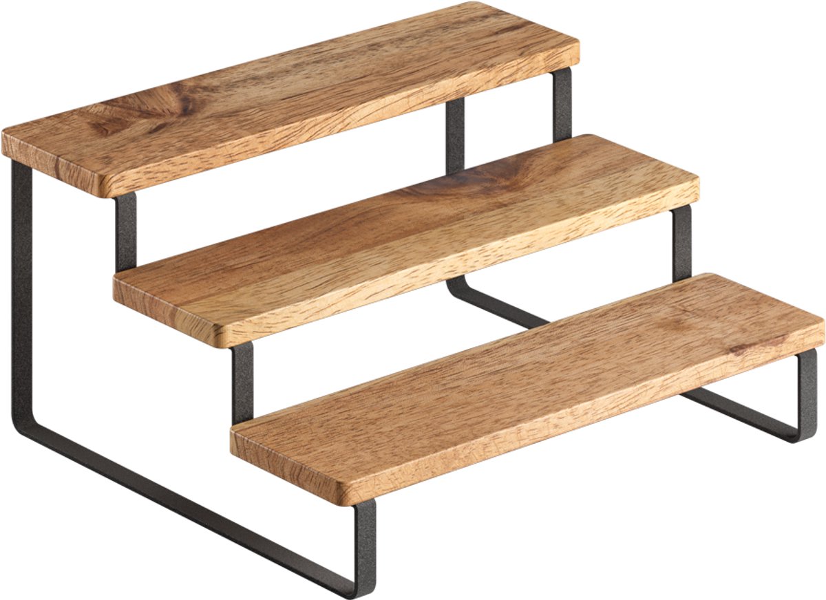 Metaltex - york lava - kruidenrek - 3 etages - 23 x 27 x 13 cm - hout en metaal