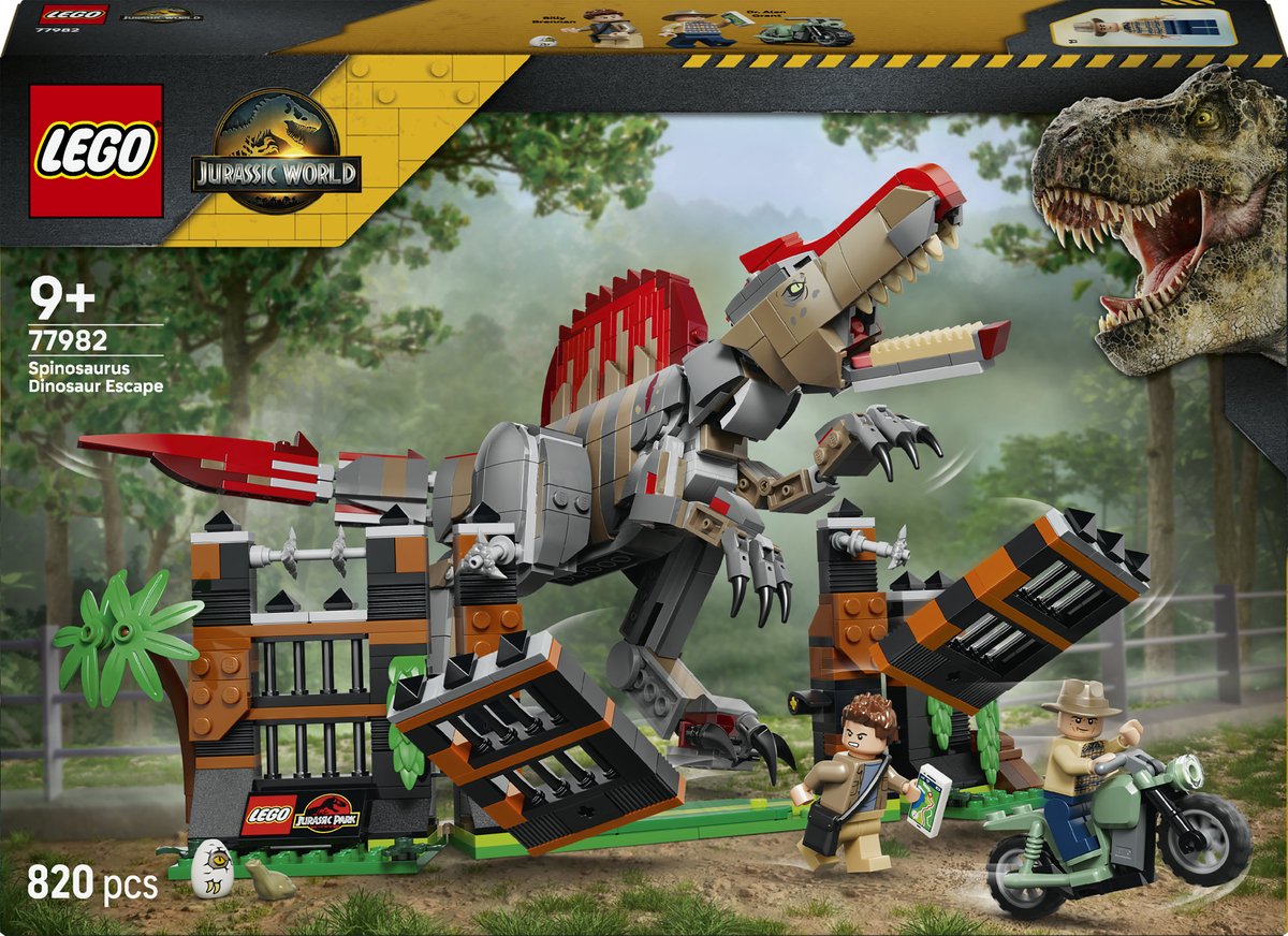 Lego jurassic world spinosaurus ontsnapping dinosaurus speelgoed voor kinderen 77982