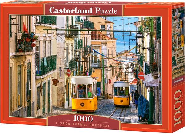 Castorland lisbon trams, portugal – puzzel – 1.000 stukjes – satijnen afwerking – perfecte pasvorm – europese kwaliteit