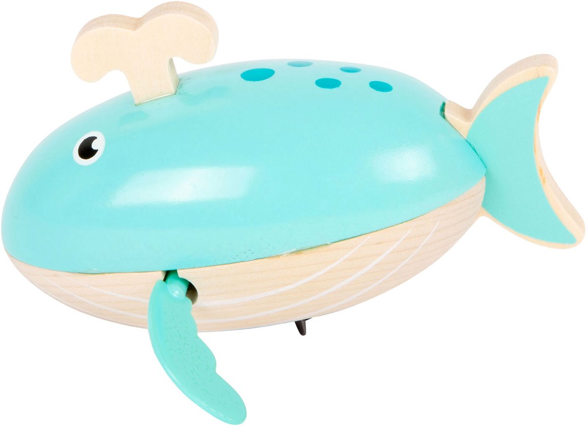 Small foot - bath toy wooden whale wind-up