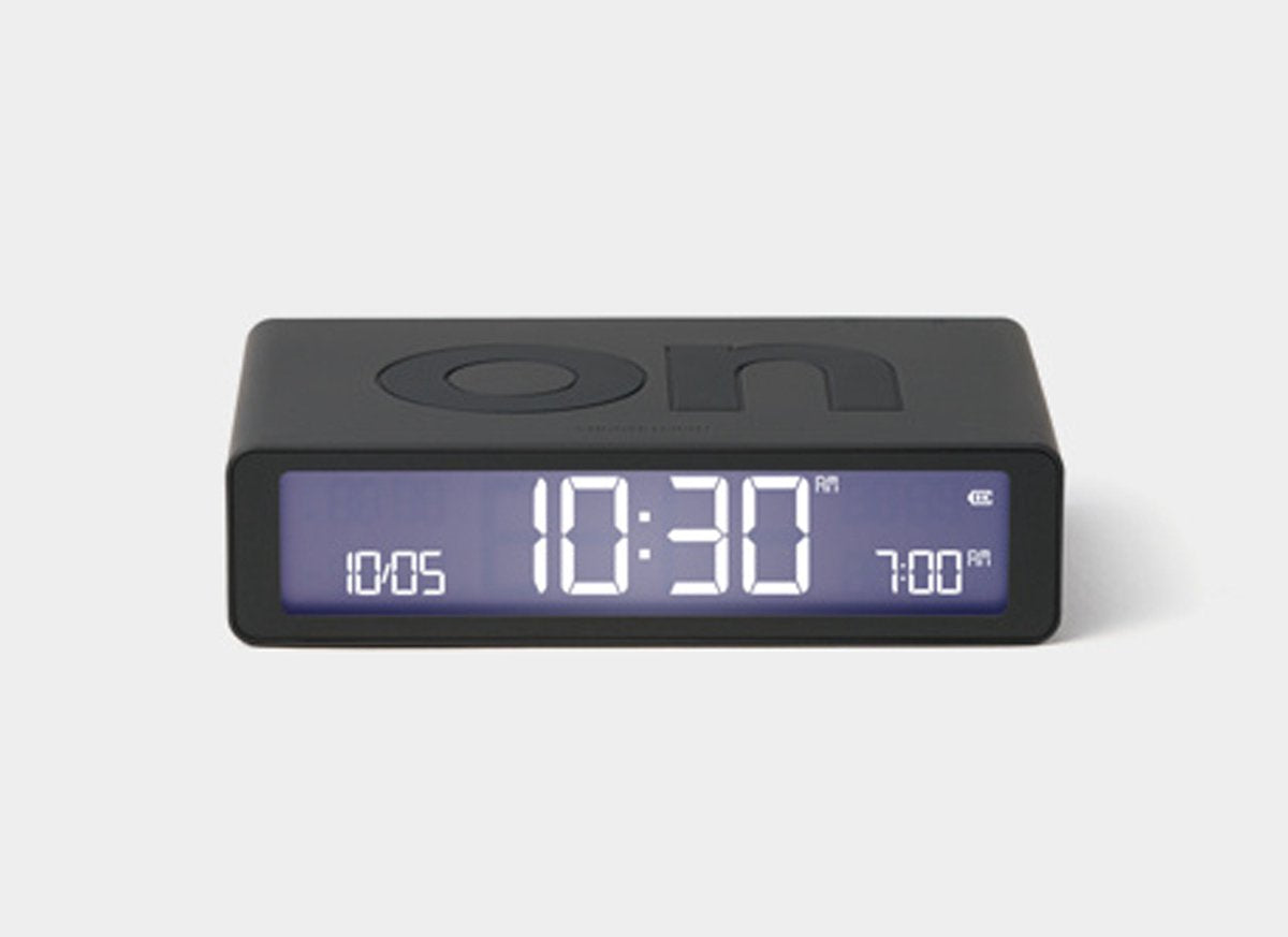 Lexon flip classic on off omkeerbare oplaadbare wekker - donker grijs