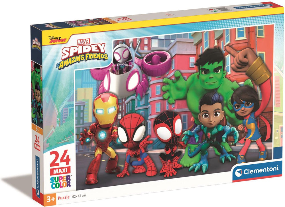 Clementoni legpuzzel super color maxi spidey, 24st.