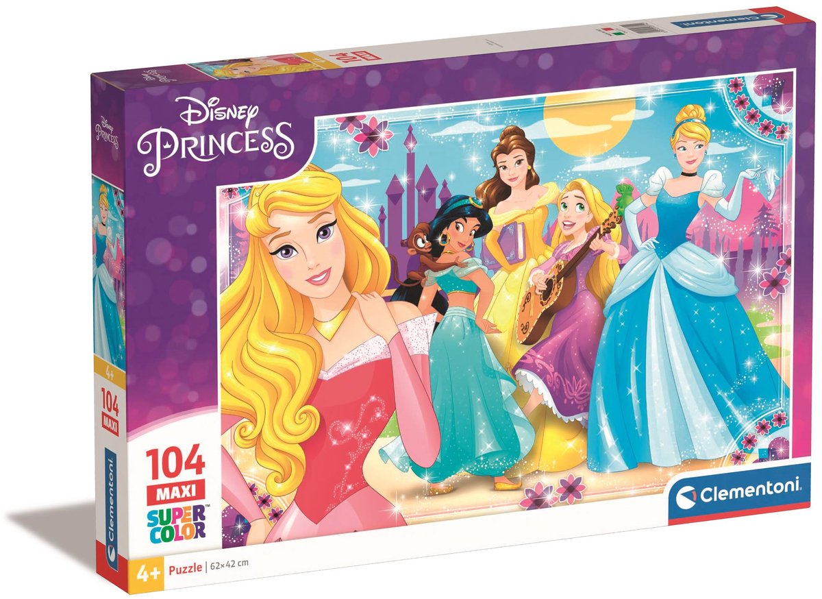 Clementoni legpuzzel super kleur maxi disney prinses, 104st.