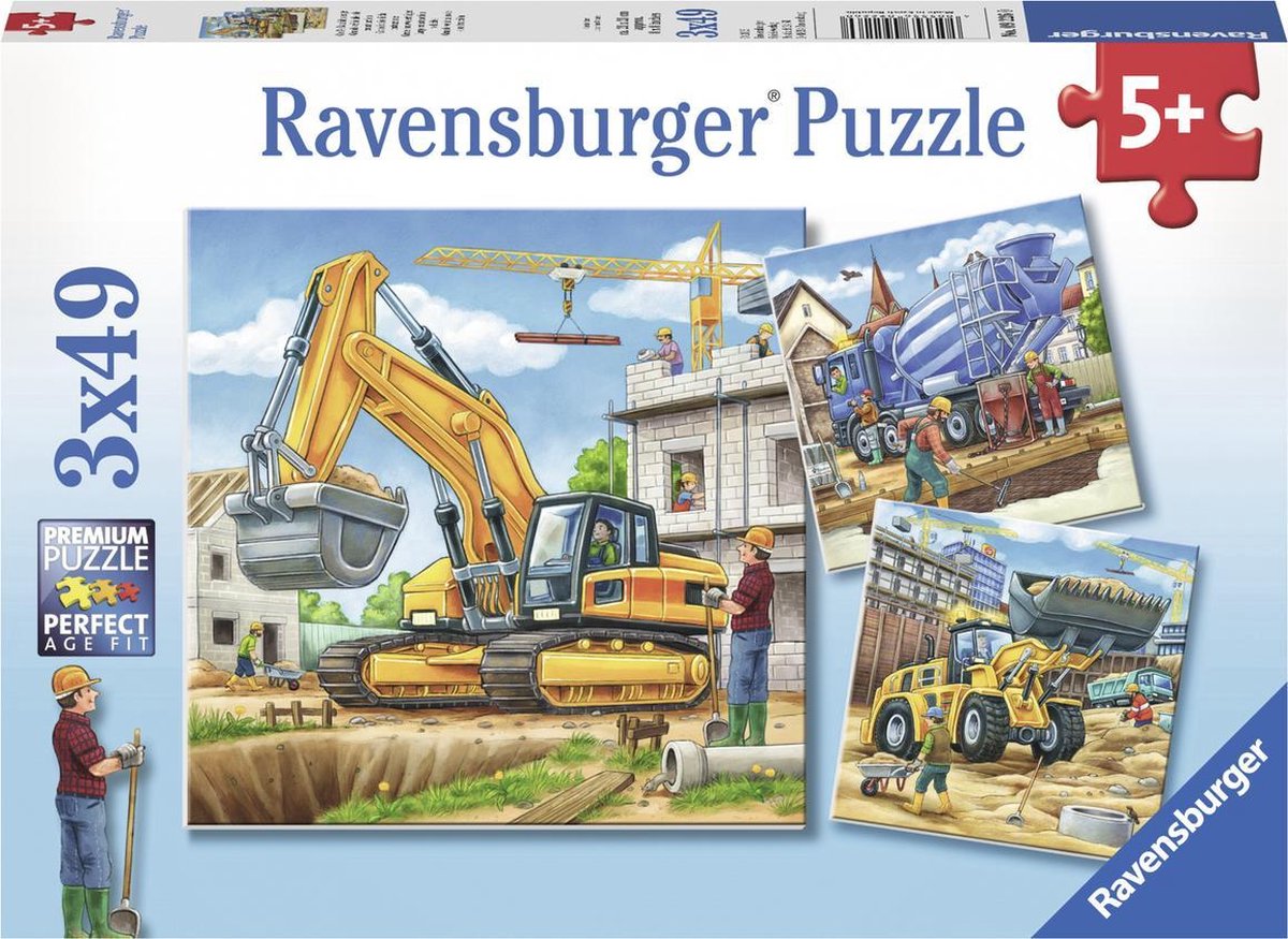 Ravensburger puzzle large construction vehicles - 3x49 pieces - children's puzzle
