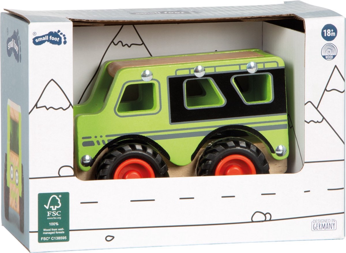 Small foot - wooden off-road jeep green