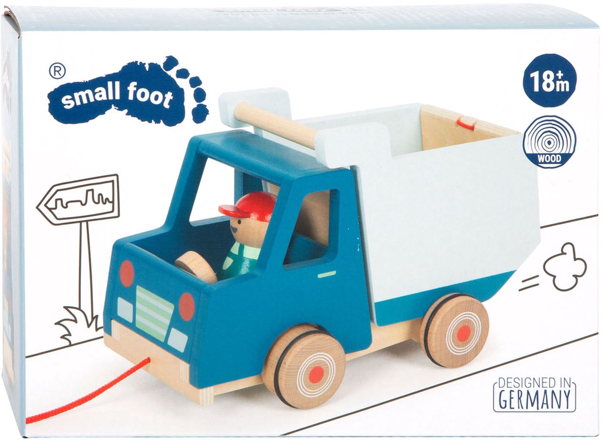 Small foot - wooden pull-along dump truck
