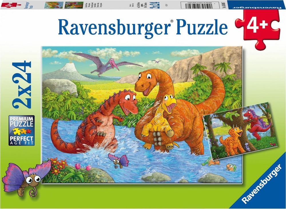 Ravensburger Jigsaw Puzzle Playing Dinosaurs, 2x24 pieces.
