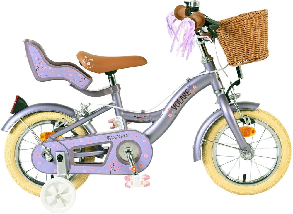 Volare bloesem kinderfiets - meisjes - 12 inch - paars - twee handremmen