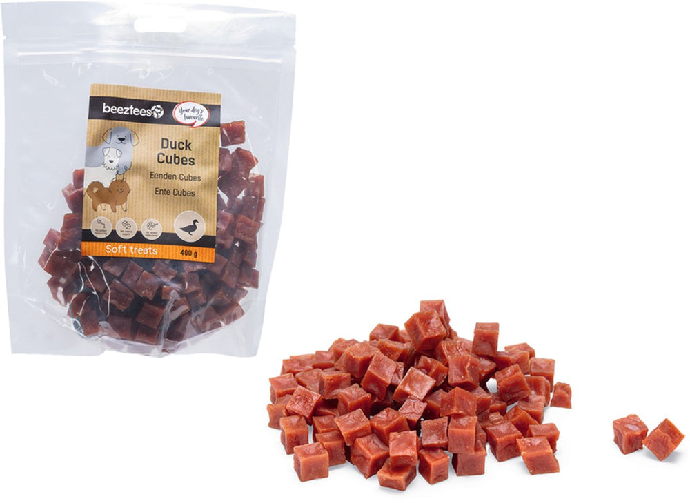 Beeztees tasty treats eenden cubes - hondensnacks - hondenkoekjes - hondensnoepjes - 400 gram