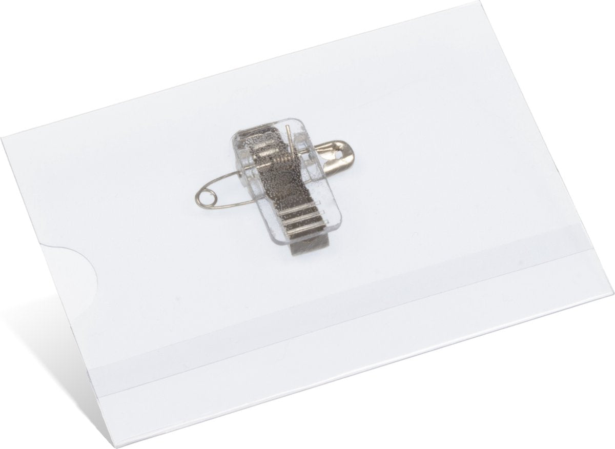 Kangaro naambadge - 60x90mm - met clip, speld en insteekkaartjes wit - doos 24 stuks - k-44101