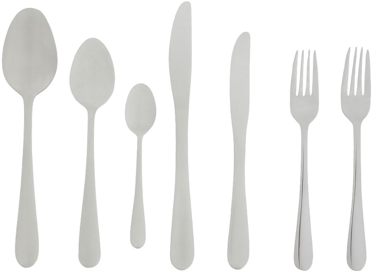 Alpina bestekset 6 persoons - bestek set 42-delig - rvs messen, lepels, vorken, theelepels en gebaksvorkjes - vaatwasserbestendig - glanzend zilver