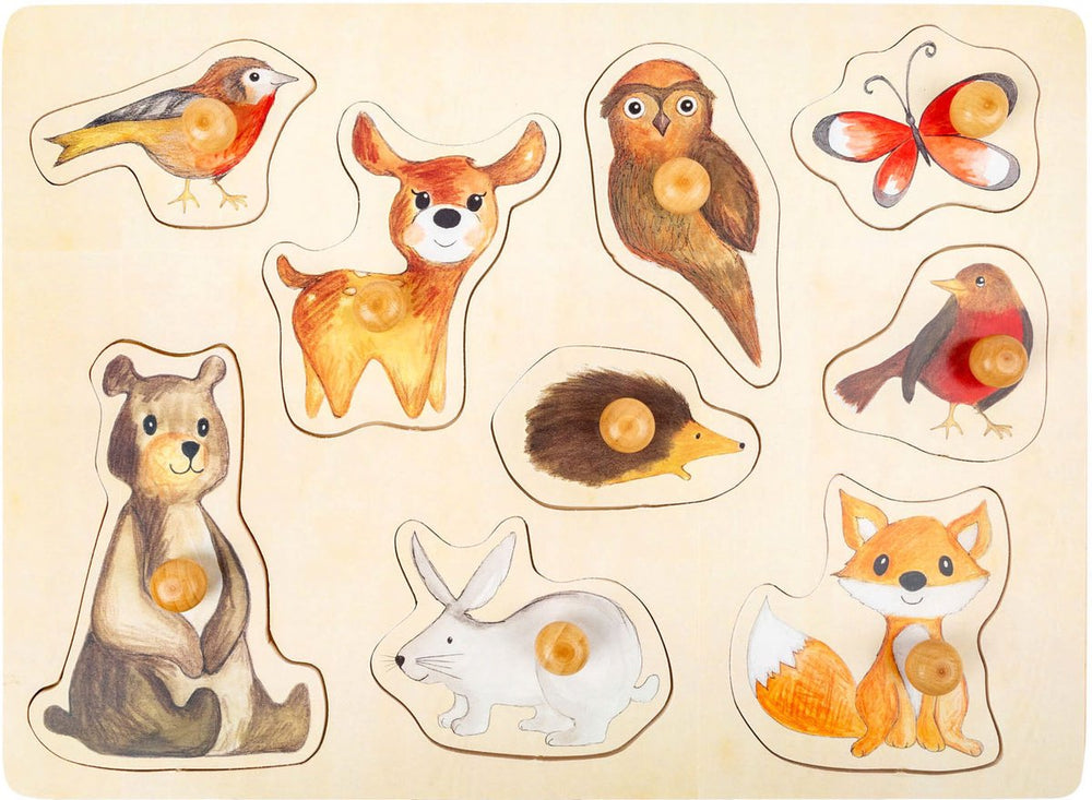 Small foot - wooden peg puzzle forest animals, 9 pcs.