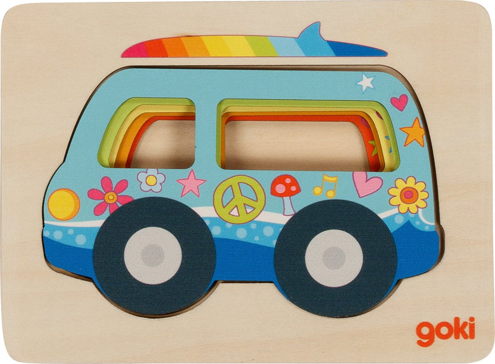 Goki houten lagenpuzzel auto, 5st.