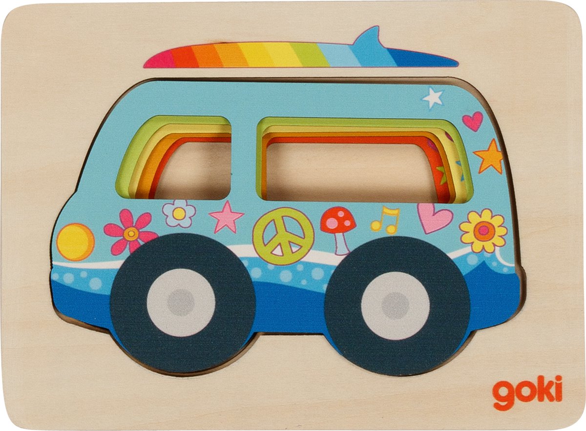 Goki houten lagenpuzzel auto, 5st.