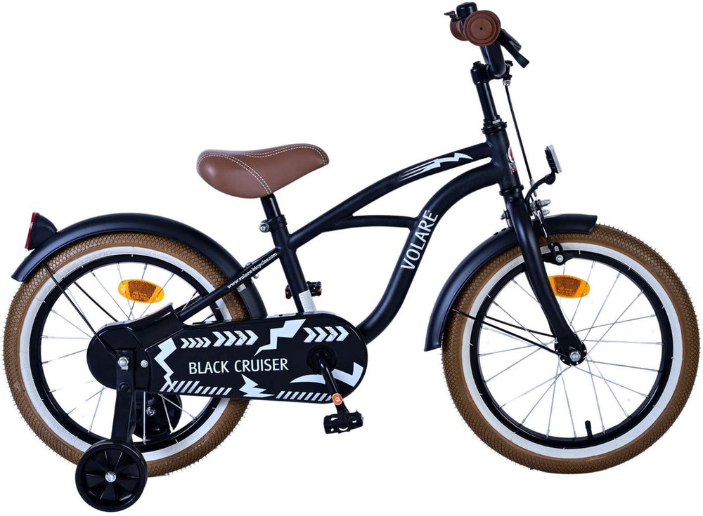 Volare zwarte cruiser kinderfiets - jongens - 16 inch - zwart