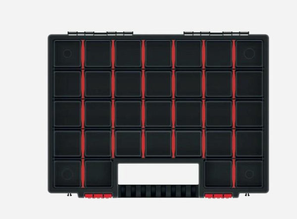 Kistenberg sorteerbox vakjes koffer - spijkers schroeven kleine spullen - 30 vaks - kunststof - zwart - 40 x 30 x 5 cm